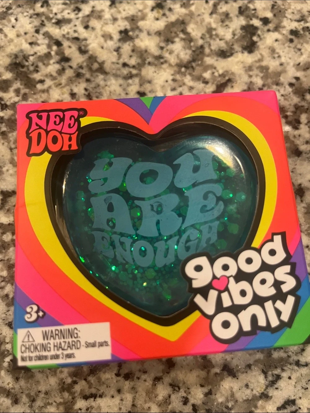 Good Vibes Only Heart Stress Toy - Teal Glitter